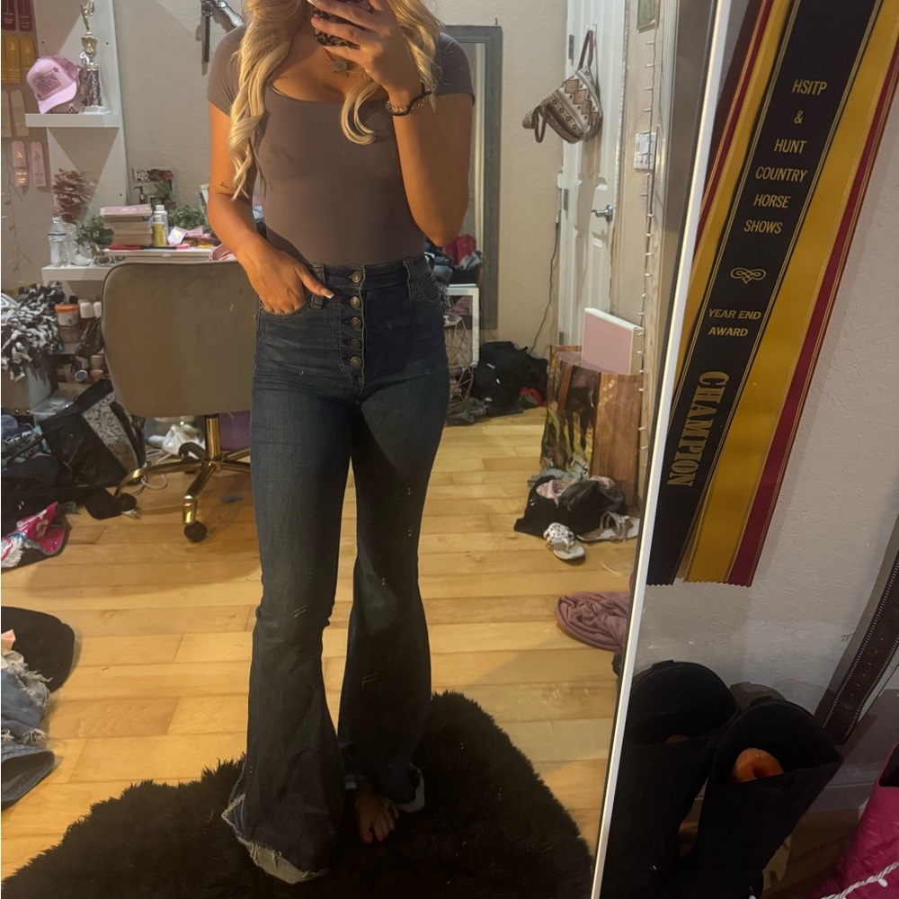 We The Free Blue Flare Wide Leg Jeans